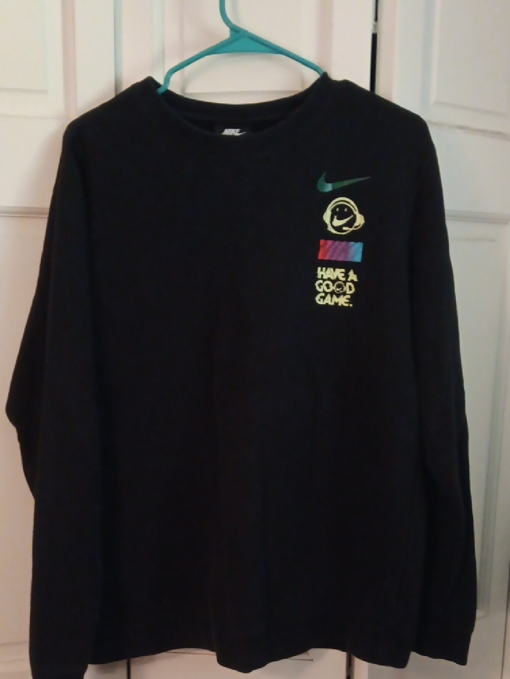 Nike Black Long Sleeve Tee with Multicolor Chest Graphic